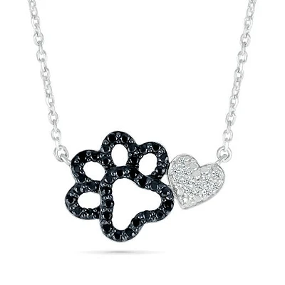 Sterling Silver 0.18CTW Black & White Diamond Necklace
