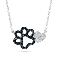 Sterling Silver 0.18CTW Black & White Diamond Necklace