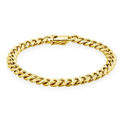 SteelX Stainless Steel 8mm 8.5" Cubic Zirconia Accent Cuban Gold Plated Bracelet