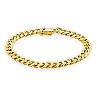 SteelX Stainless Steel 8mm 8.5" Cubic Zirconia Accent Cuban Gold Plated Bracelet