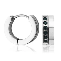 SteelX Stainless Steel 13.5mm Huggies with Black Cubic Zirconia
