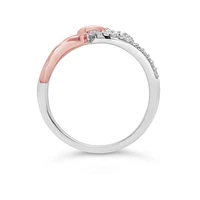 Sterling Silver and 10 Karat Rose Gold 0.11CTW Diamond Double Heart Promise Ring