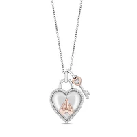 Disney Sterling Silver and 10K Rose Gold 0.15CTW Diamond & Quartz Pendant