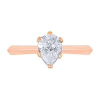 New Brilliance 14K Rose Gold Lab Grown 1.00CT Pear Diamond Solitaire Ring