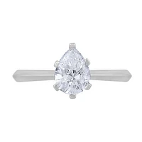 New Brilliance 14K White Gold Lab Grown 1.00CT Pear Diamond Solitaire Ring