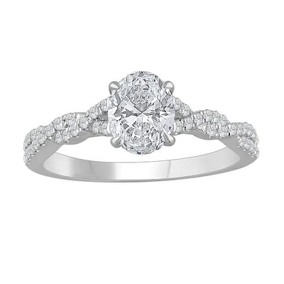 New Brilliance 14K White Gold Lab Grown 1.23CTW Oval Diamond Bridal Ring