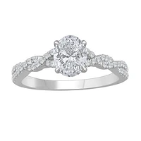 New Brilliance 14K White Gold Lab Grown 1.23CTW Oval Diamond Bridal Ring