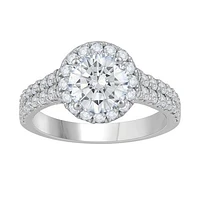 New Brilliance 14K White Gold Lab Grown 3.00CTW Diamond Halo Ring