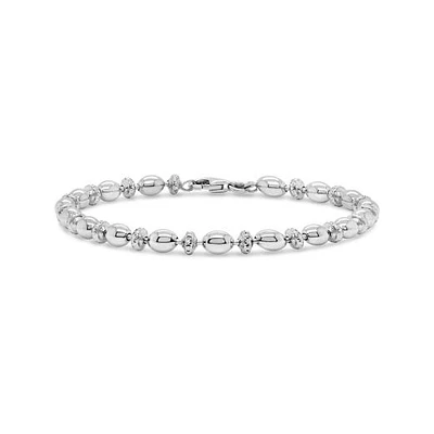 Sterling Silver 7.5" + 1" Extender Saturno Link Bracelet