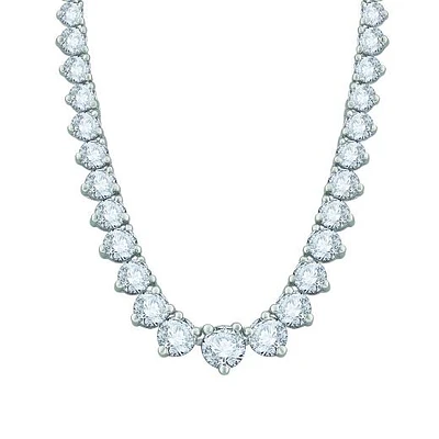 14K White Gold 7.03CTW Diamond Riviera Necklace