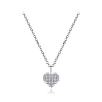 Sterling Silver 16"-18" Adjustable Cubic Zirconia Heart Pendant