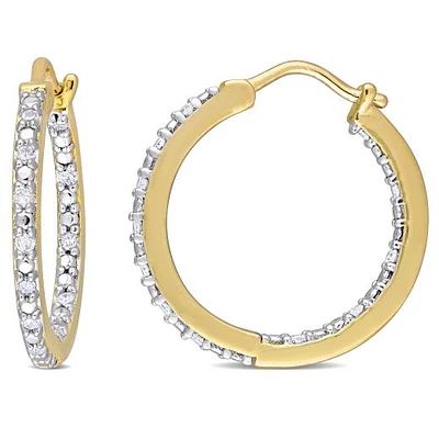 Julianna B Yellow Plated Sterling Silver 0.24CTW Diamond Hoop Earrings