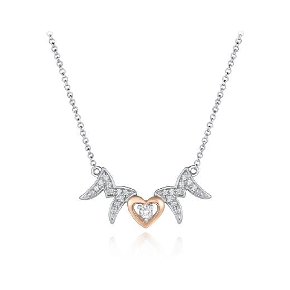 Sterling Silver Rose Plated Cubic Zirconia 19" Mom Necklace