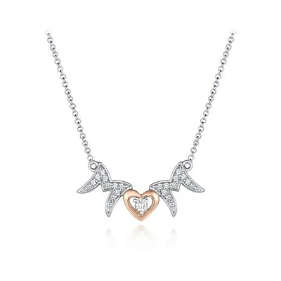Sterling Silver Rose Plated Cubic Zirconia 19" Mom Necklace