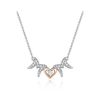 Sterling Silver Rose Plated Cubic Zirconia 19" Mom Necklace