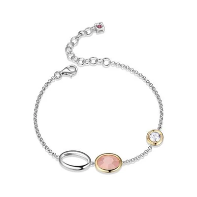 Elle Mirage Gold Plated Two Tone Rose Quartz & White Topaz Bracelet