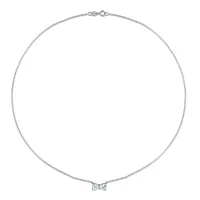 Julianna B Sterling Silver Aquamarine & Diamond Bow Necklace