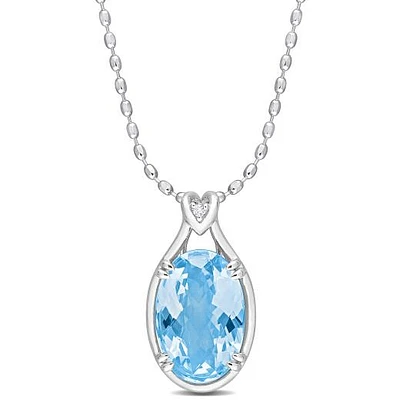 Julianna B Sterling Silver Sky Blue Topaz and White Topaz Necklace