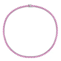 Julianna B Sterling Silver Created Pink Sapphire Tennis Necklace 18