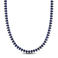 Julianna B Sterling Silver Created Blue Sapphire Tennis Necklace 18