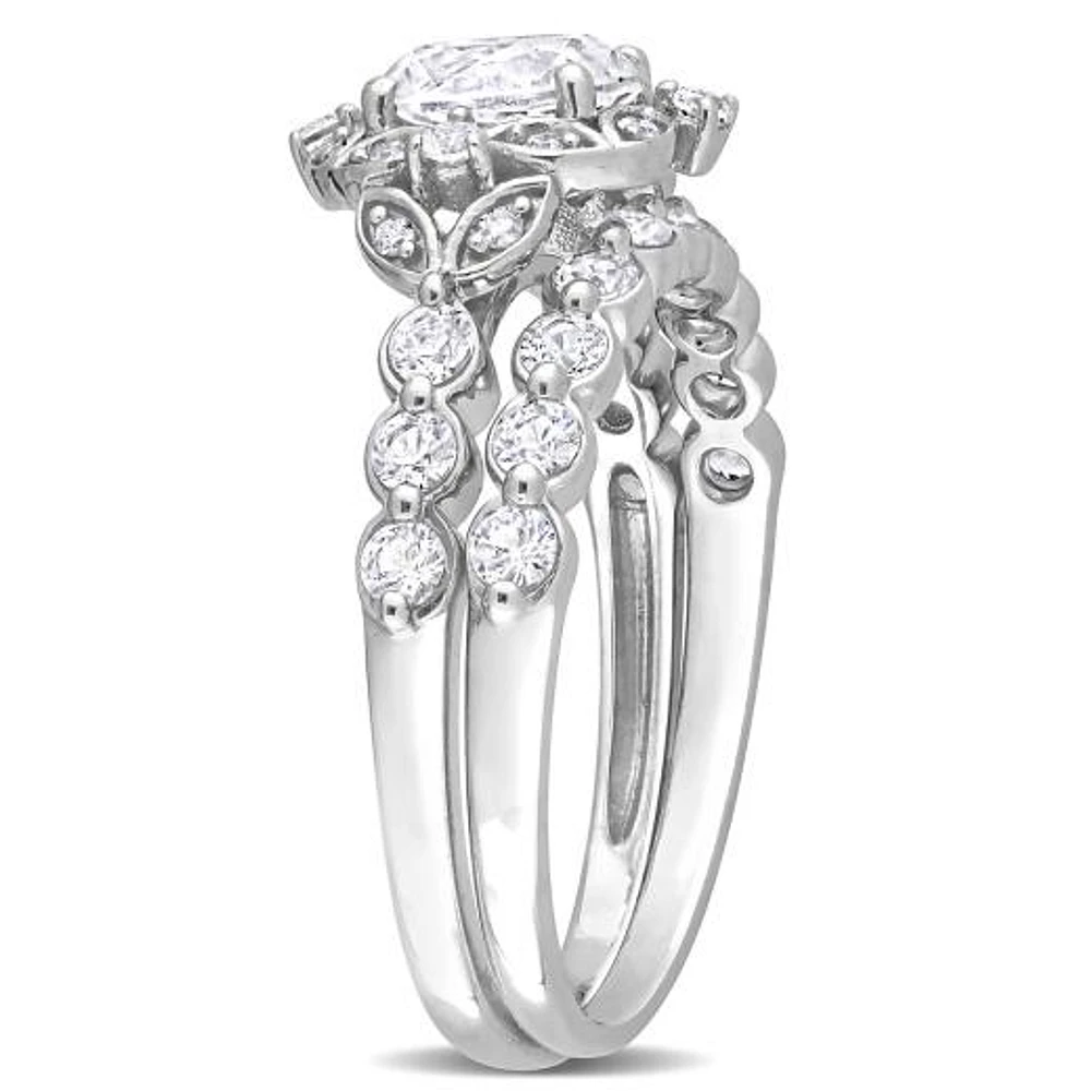 Julianna B 10K White Gold Created Sapphire and Diamond Bridal Set