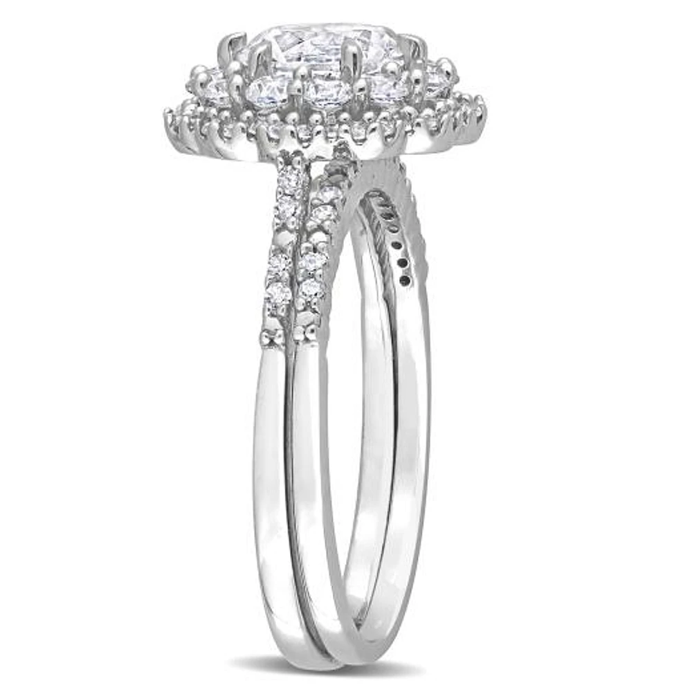 Julianna B 10K White Gold Created Sapphire and Diamond Bridal Set