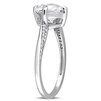 Julianna B 10K White Gold Created Sapphire and Diamond Ring