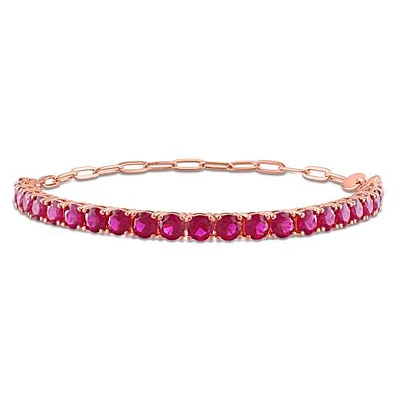 Julianna B Sterling Silver Rose Plated Red Cubic Zirconia Tennis Bracelet