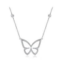 Sterling Silver Cubic Zirconia 19" Butterfly Necklace