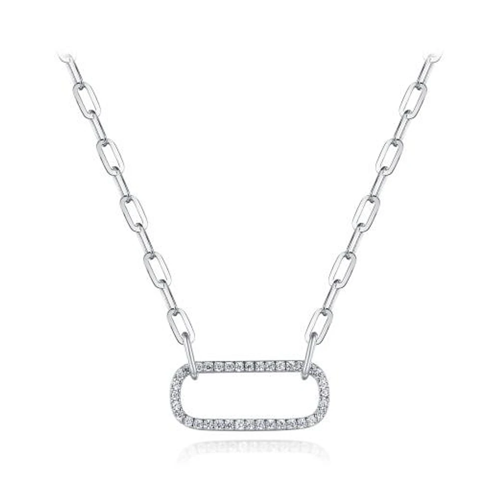 Sterling Silver Cubic Zirconia 19" Paperclip Necklace