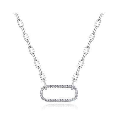 Sterling Silver Cubic Zirconia 19" Paperclip Necklace