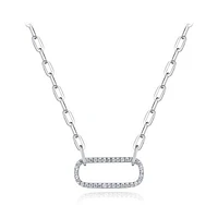 Sterling Silver Cubic Zirconia 19" Paperclip Necklace
