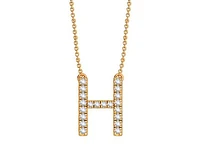 Bella Moda 10K Yellow Gold 0.10CTW Diamond Initial "H" Necklace