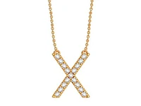Bella Moda 10K Yellow Gold 0.10CTW Diamond Initial "X" Necklace