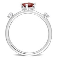 Julianna B Sterling Silver Garnet and White Topaz Ring