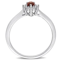 Julianna B Sterling Silver Garnet and White Topaz Ring