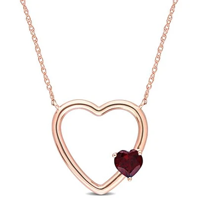 Julianna B 10K Rose Gold Garnet Heart Pendant