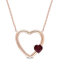 Julianna B 10K Rose Gold Garnet Heart Pendant
