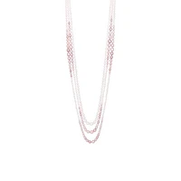 Sterling Silver 60" 4MM-11MM White and Purple Freshwater Pearl Necklace
