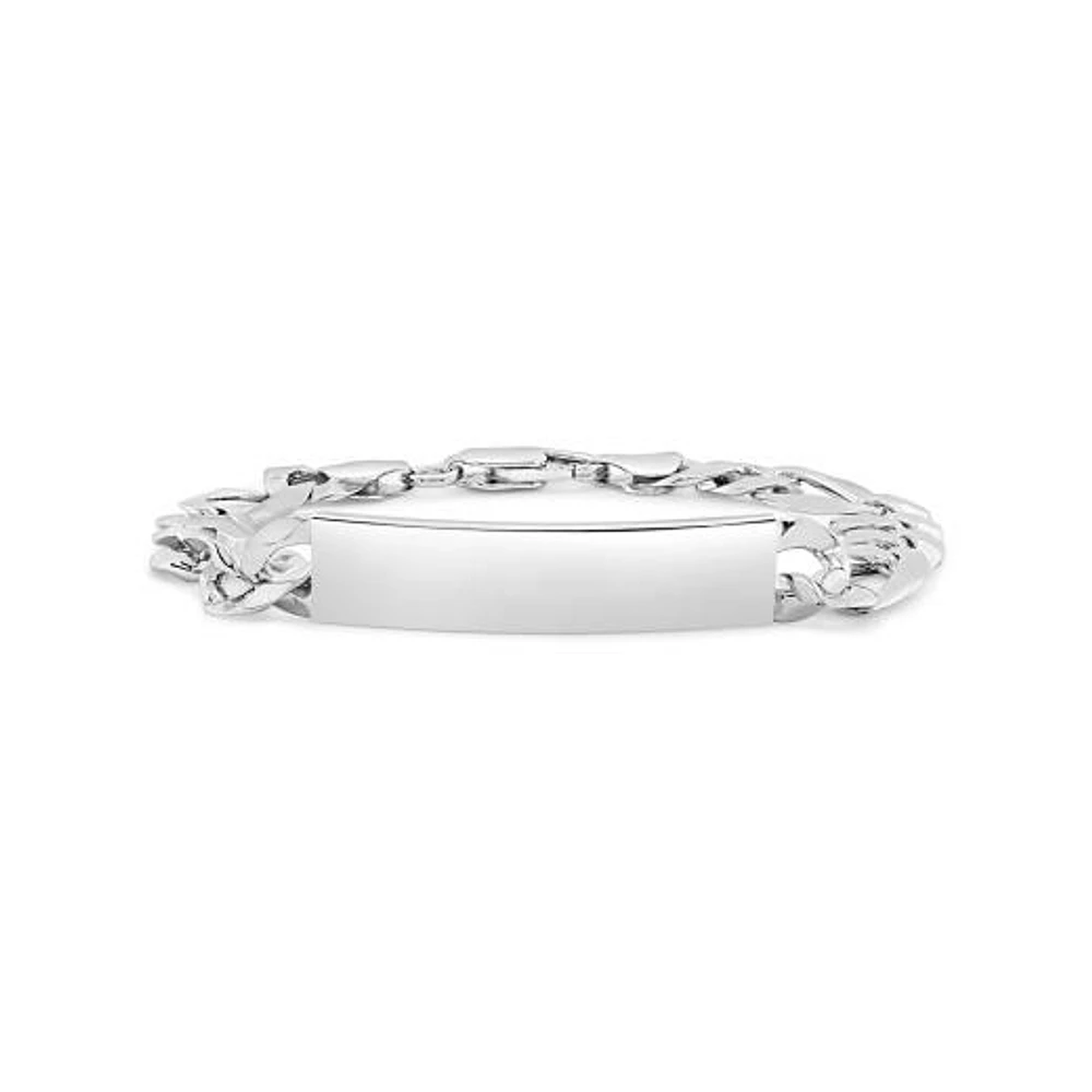 Sterling Silver 8.5" Figaro Link ID Bracelet