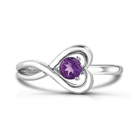 Sterling Silver Amethyst Infinity Heart Ring