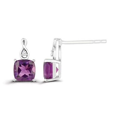 10K White Gold Amethyst and Diamond Infinity Earrings