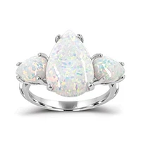 Sterling Silver Created Opal Ring