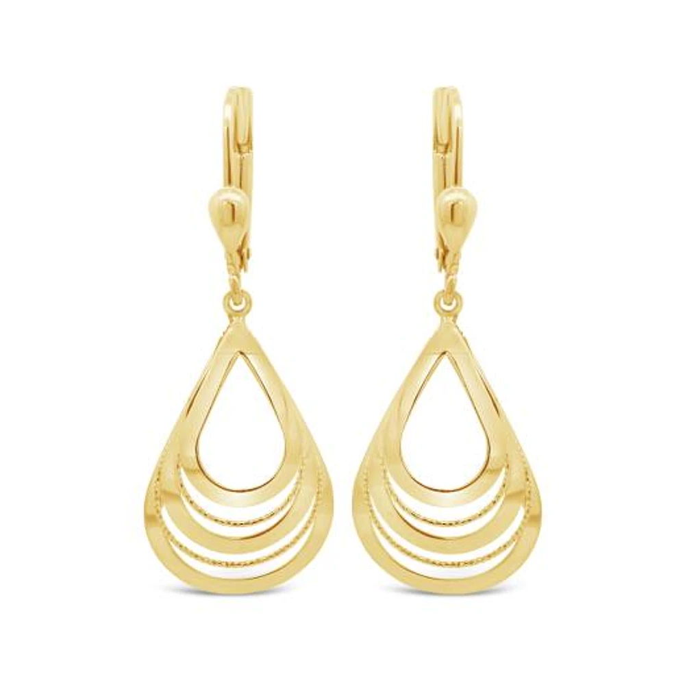 10K Yellow Gold Pear Tear Drop Earrings