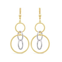 10K Yellow & White Gold Circle Drop Earrings