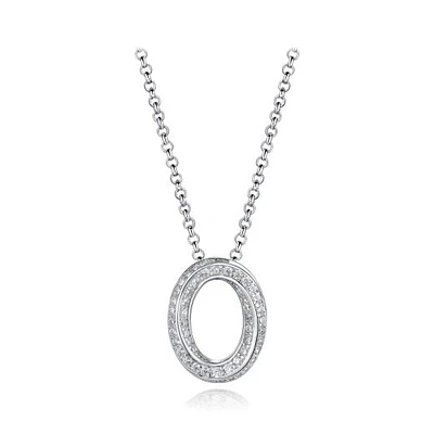 Sterling Silver Cubic Zirconia Oval Twisted 19" Pendant