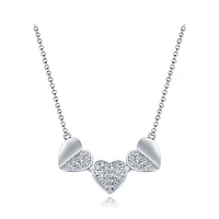 Sterling Silver Cubic Zirconia Triple Heart 19" Necklace