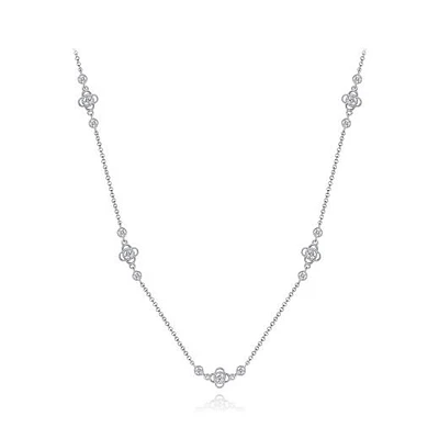 Sterling Silver Cubic Zirconia Adjustable Necklace