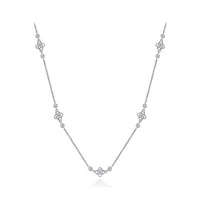 Sterling Silver Cubic Zirconia Adjustable Necklace