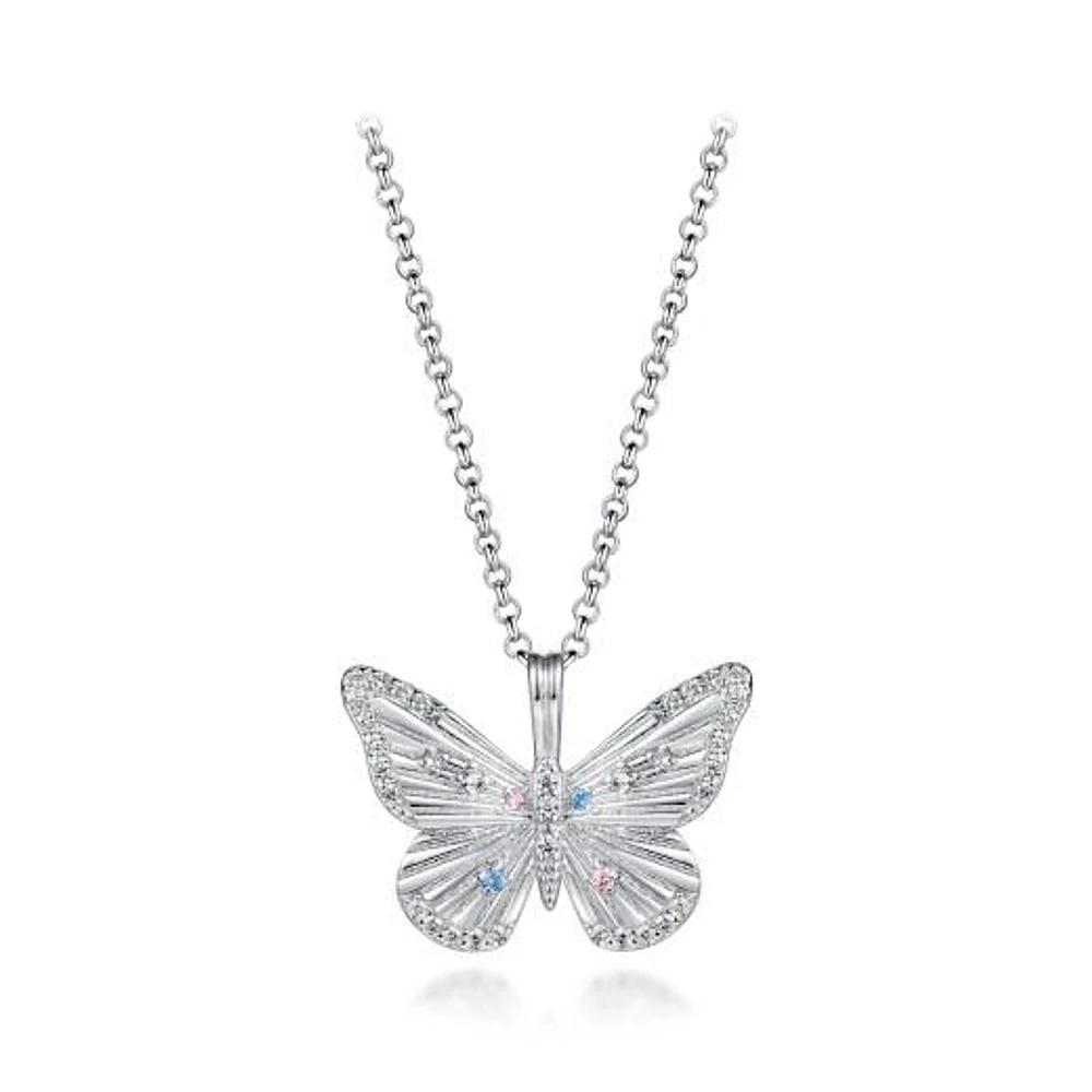 Sterling Silver Cubic Zirconia Butterfly Pendant
